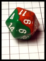 Dice : Dice - 20D - Chessex Half and Half Red Speckle and Green with White Numerals - Ebay Dec 2014